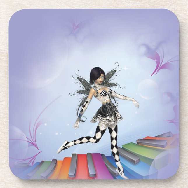 Musical Keyboard Faerie Vignette Coaster (Front)