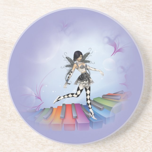 Musical Keyboard Faerie Vignette Coaster (Front)