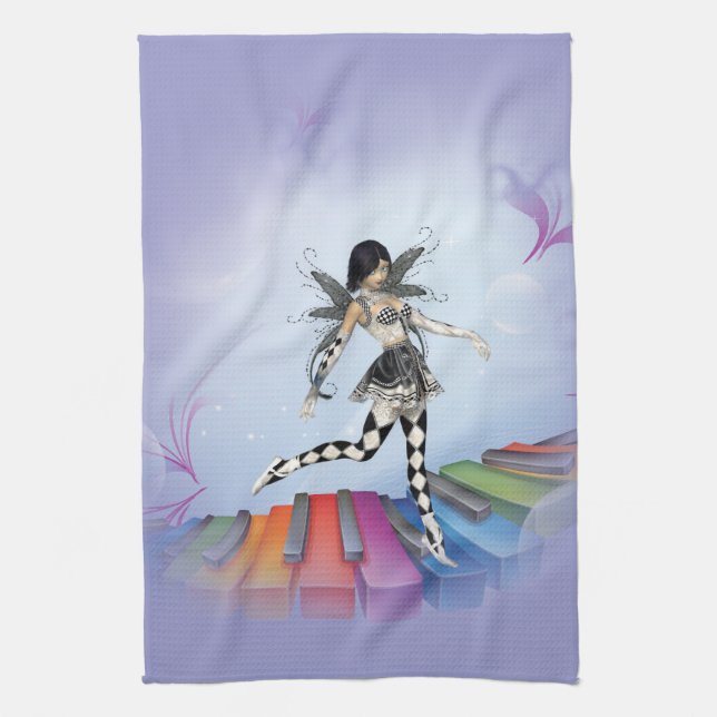 Musical Keyboard Faerie Vignette Kitchen Towel (Vertical)