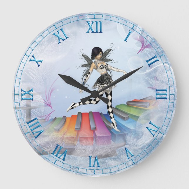 Musical Keyboard Faerie Vignette Wall Clock (Front)