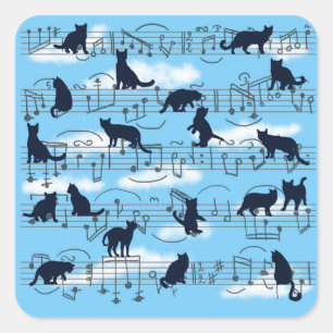 musical kittens square sticker