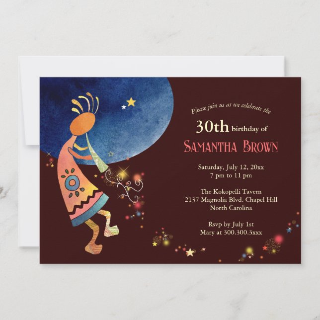 Musical Kokopelli 30th Birthday Party Invitation (Front)