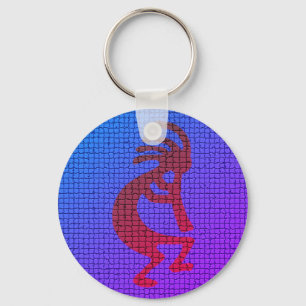 Musical Kokopelli Bright Vibrant Colours with Keychain