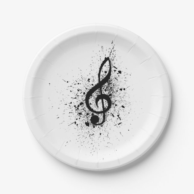Musical leaf music musical pattern. Music Paper Plate (Front)