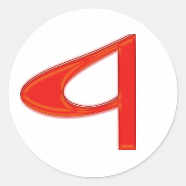 Musical Letter a Vibrant Red Colour Classic Round Sticker (Front)