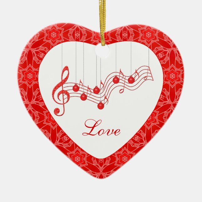 Musical Love Forever Keepsake Ceramic Ornament (Front)