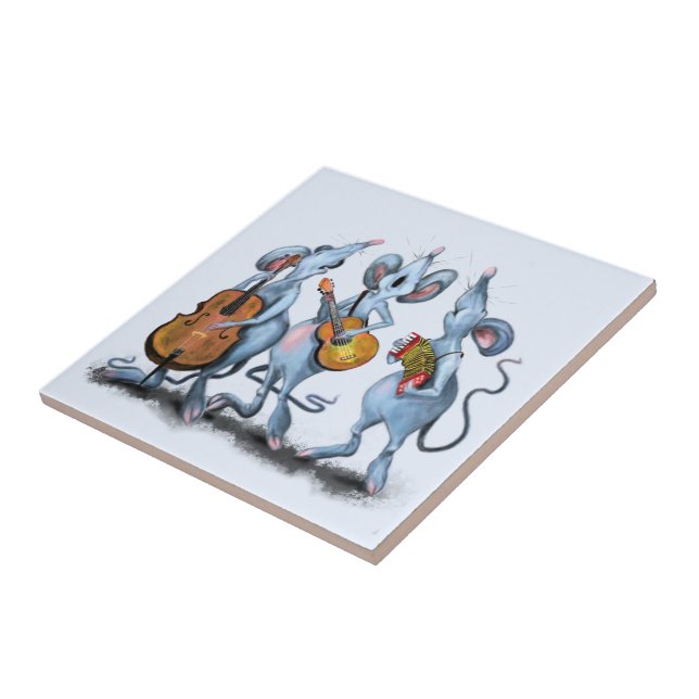Musical Mouse Band Funny Ceramic Tile (Side)