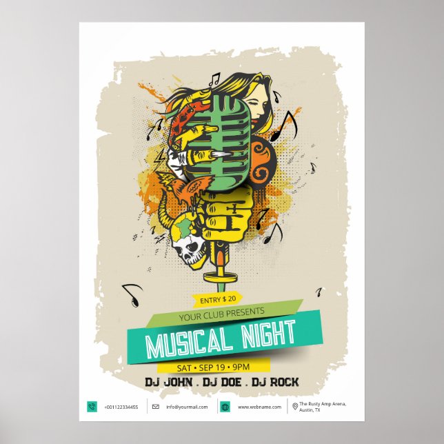 Musical Night – DJ & Club Art  Poster (Front)
