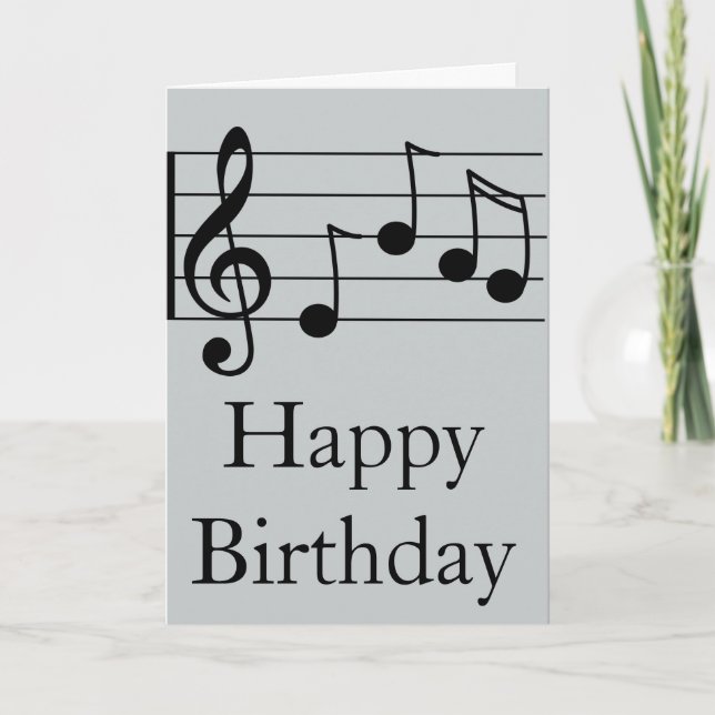 Musical notation treble clef and staff birthday card (Front)
