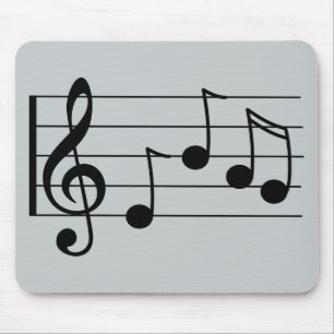Musical notation treble clef and staff mouse pad
