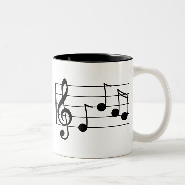 Musical notation treble clef and staff Two-Tone coffee mug (Right)