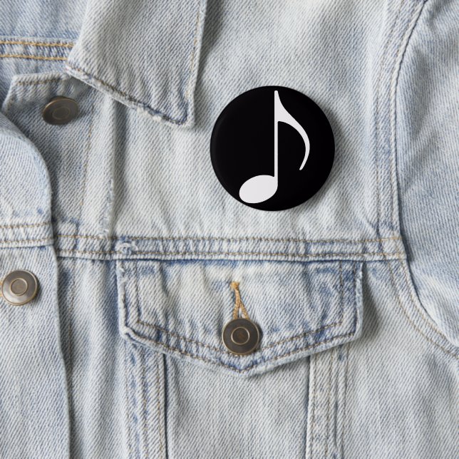 Musical Note ~ Black 2 Inch Round Button (In Situ)