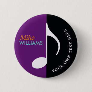 musical note ~ black & purple 2 inch round button
