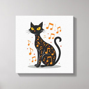 Musical Note Cat Halloween Tee  Music Note Canvas Print
