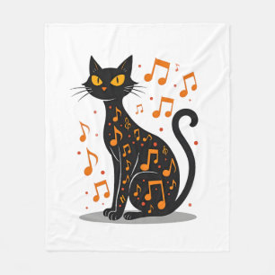 Musical Note Cat Halloween Tee Music Note Fleece Blanket