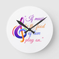 Musical note clock with music quote.