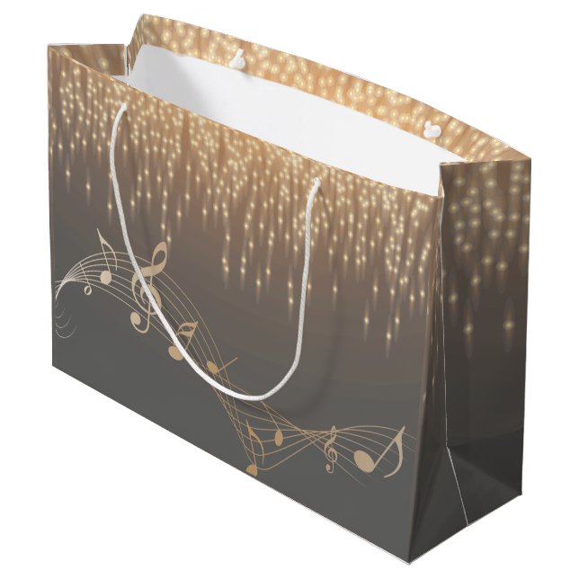 Musical Note elegant Luxury sparkle confetti Large Gift Bag (Back Angled)