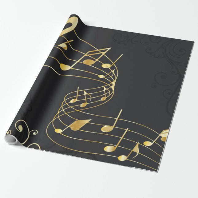 Musical Note elegant Luxury Wrapping Paper (Unrolled)