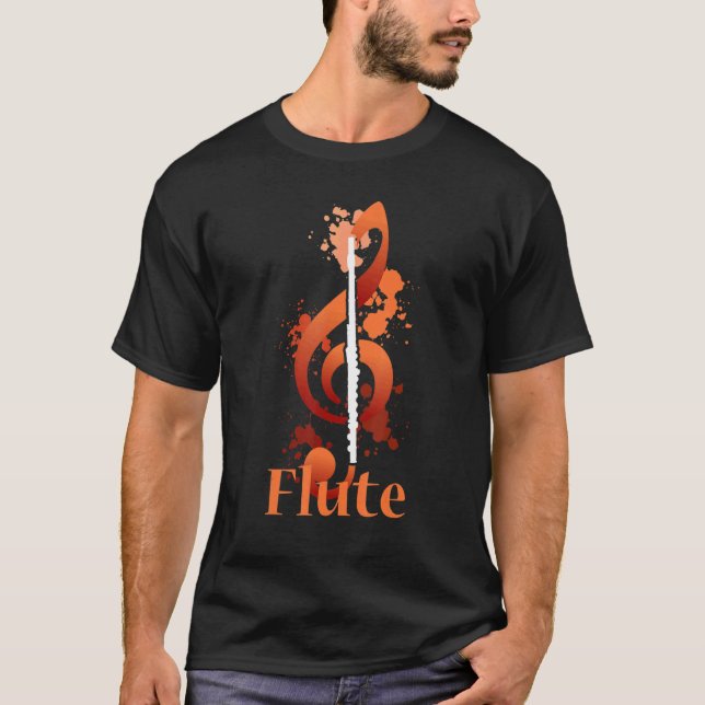 Musical Note Flute Flutist Musician T-Shirt (Front)