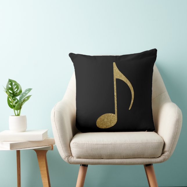 Musical note gold & black throw pillow (Chair)