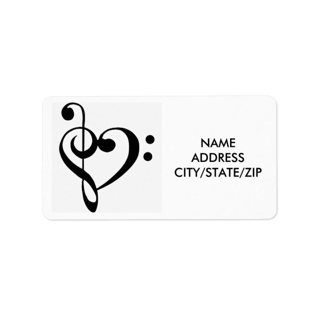 ***MUSICAL NOTE HEART*** ADDRESS LABELS (Front)