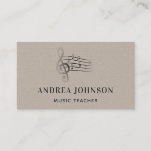 Musical Note Kraft Paper Minimalist Teacher Music Business Card