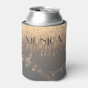 Musical Note Luxury gold sparkle confetti Can Cooler