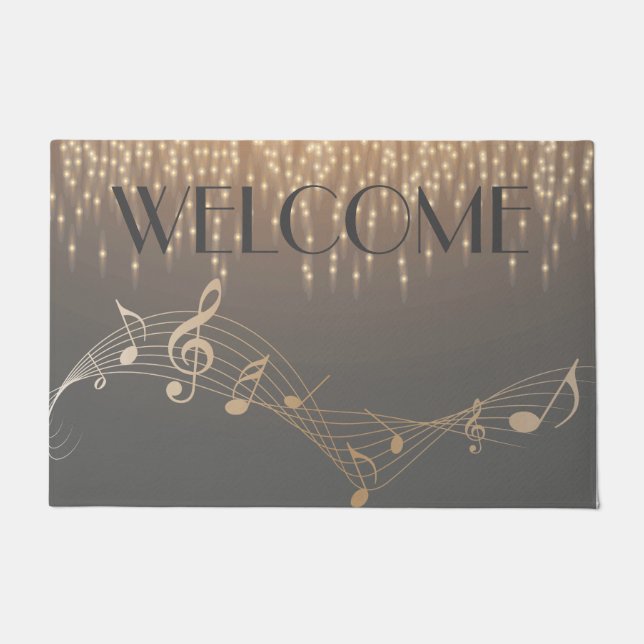 Musical Note Luxury sparkle confetti Doormat (Front)