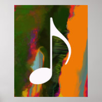 musical note on an abstract & colourful