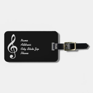 Musical Note Personalized Luggage Tag - Black