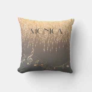 Musical Note Royal sparkle confetti Throw Pillow
