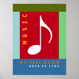 musical note, sing a song, colourful music inspire poster