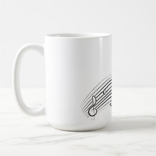 Musical note wave, black line clipart coffee mug
