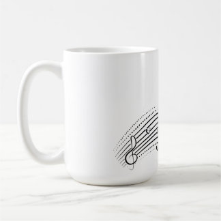 Musical note wave, black line clipart coffee mug