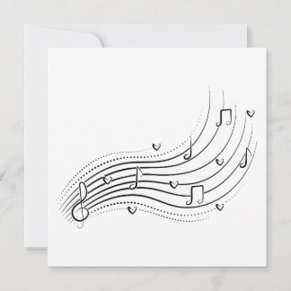Musical note wave, black line clipart invitation