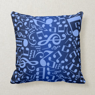 Musical Notes 2 (Blue) Throw Pillow