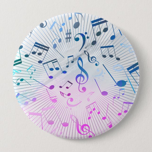 Musical Notes 4 Inch Round Button (Front)
