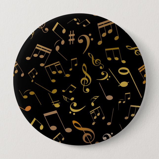 Musical Notes 6 4 Inch Round Button (Front)
