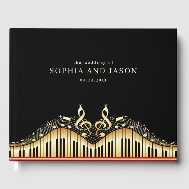Musical Notes and Clef Guest Book (Front)