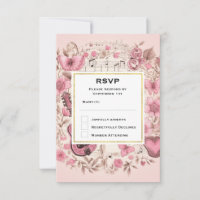 Musical Notes and Flowers Elegant Wedding RSVP