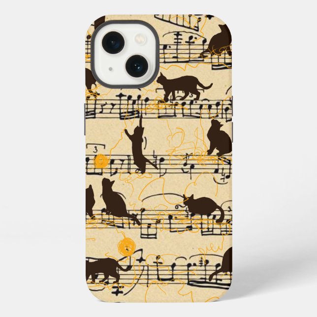Musical notes and kittens iPhone case (Back)