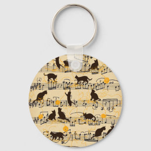 Musical notes and kittens keychain