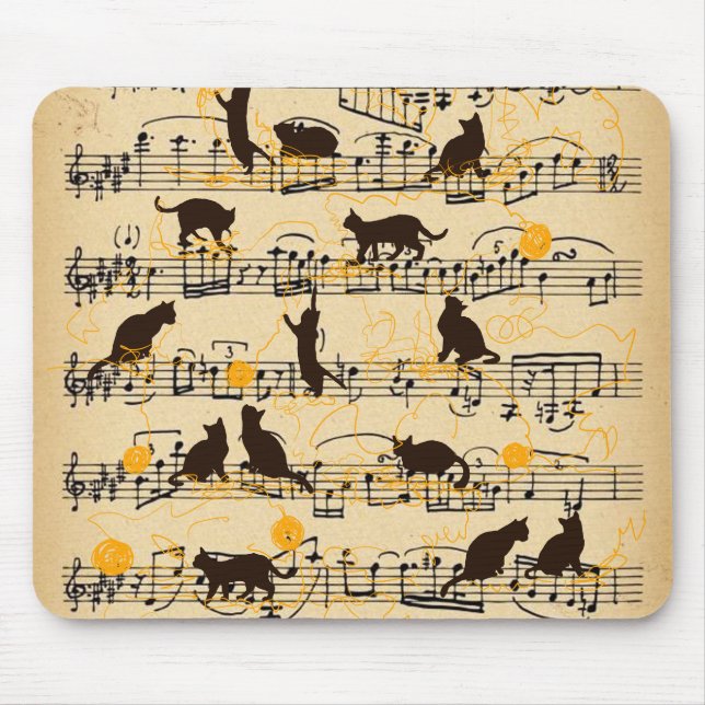 Musical notes and kittens mouse pad (Front)