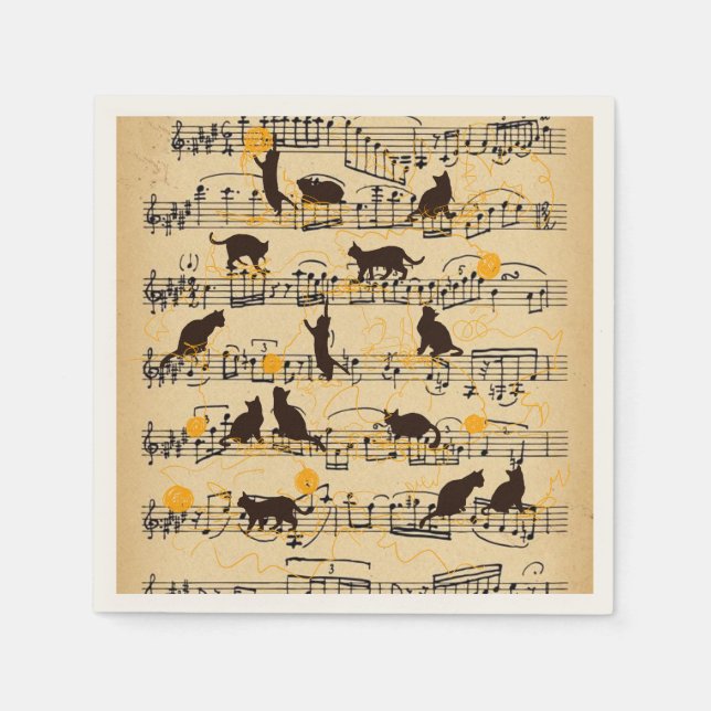 Musical notes and kittens napkin (Front)
