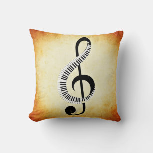 Musical Notes and Piano Keys Throw Pillow