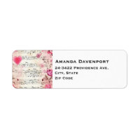 Musical Notes and Roses Vintage Design