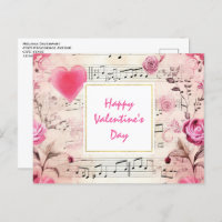 Musical Notes and Roses Vintage Design