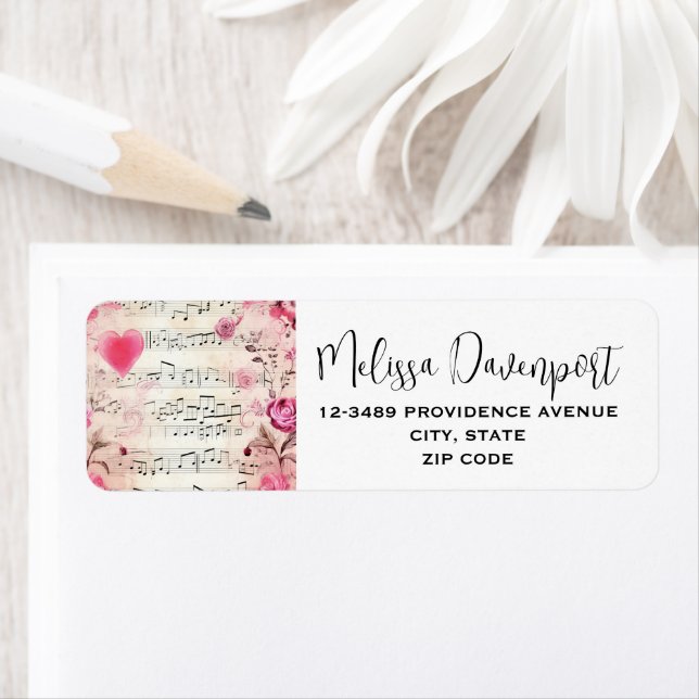 Musical Notes and Roses Vintage Design (Insitu)