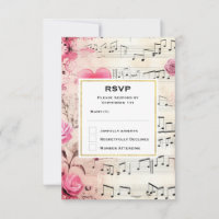 Musical Notes and Roses Vintage Design Wedding