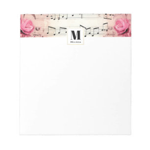 Musical Notes and Roses Vintage Monogram